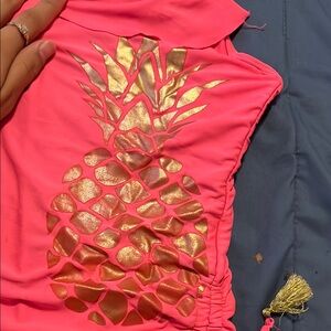 Pink Top with Gold Pineapple Design